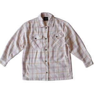 HFX Light Pink Plaid Shacket Shirt Jacket Oversized With Pockets Size XS